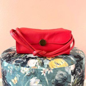 Adorable Vintage Red Rectangular Handbag with Matching Coin Purse